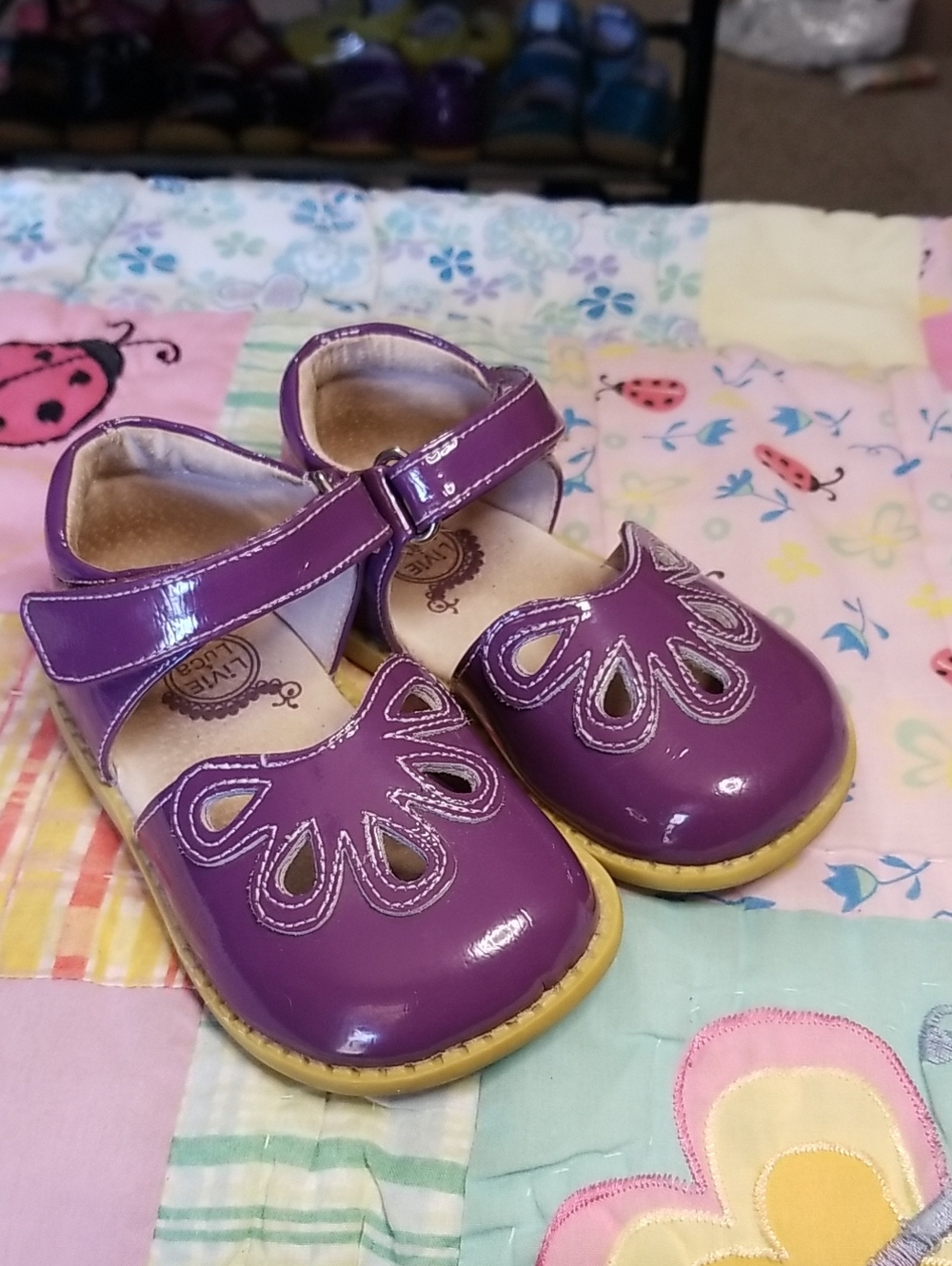 Livie & Luca Purple Patent Leather Mary Jane Size 7 Grape Petals